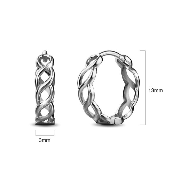 Solid 925 Sterling Silver Weavy Links Earrings - Image 4