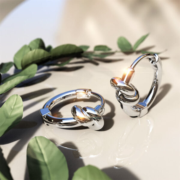 Solid 925 Sterling Silver Tie Knot Earrings - Image 3