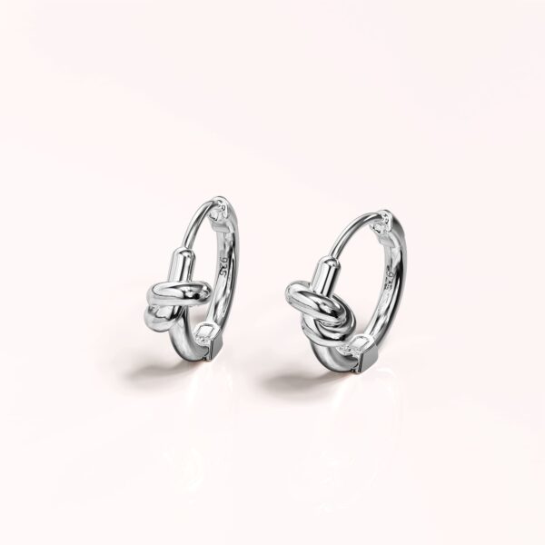 Solid 925 Sterling Silver Tie Knot Earrings - Image 2