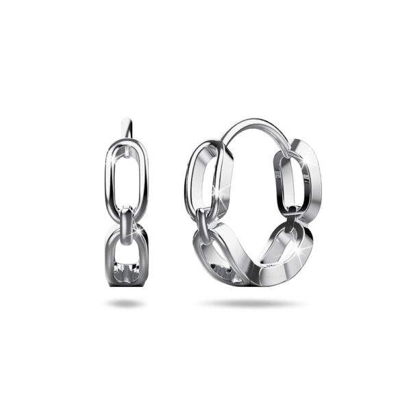 Solid 925 Sterling Silver Hoops of Chunky Chains Earrings
