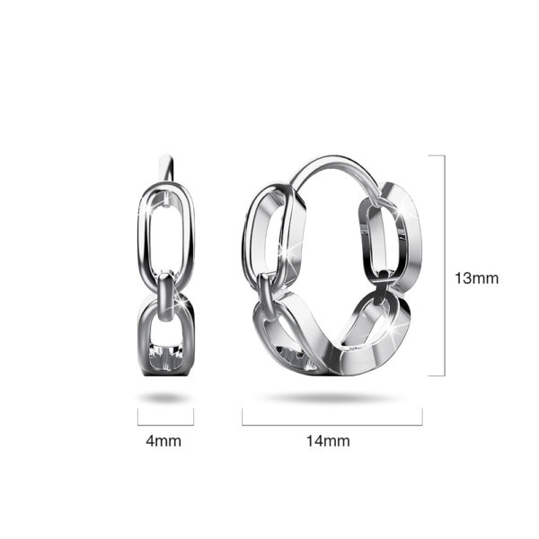 Solid 925 Sterling Silver Hoops of Chunky Chains Earrings - Image 5