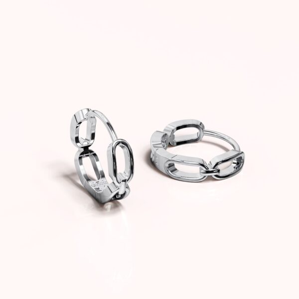 Solid 925 Sterling Silver Hoops of Chunky Chains Earrings - Image 2