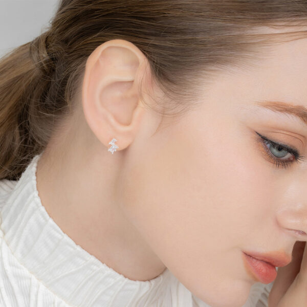 Solid 925 Signature Silver Stellar Stud Earrings - Image 4