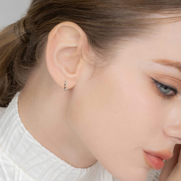 Triple Zircon Cluster Stud Earrings In Rose Gold - Image 3