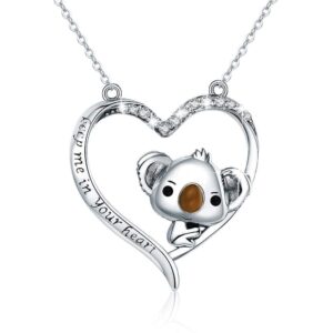 Solid 925 Sterling Silver Big Head Baby Koala Necklace