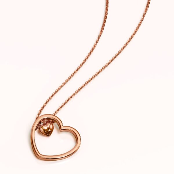Solid 925 Sterling Silver Rose Gold Filled Joined Heart-Shaped Pendant Necklace - Image 2