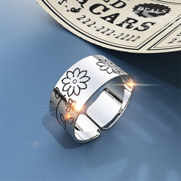 Solid 925 Sterling Silver Antique Floral Engrave Ring
