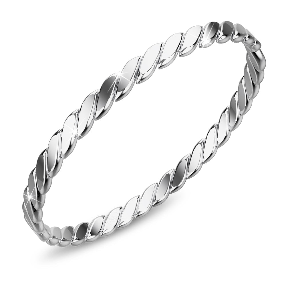 Solid 925 Sterling Silver Flat Twisted Rope Stacking Ring