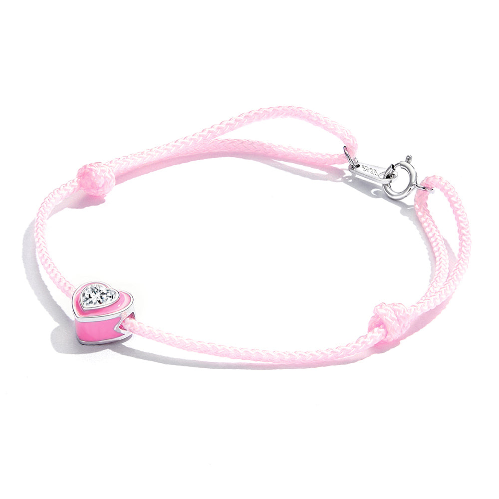 Solid 925 Sterling Silver Neon Pink Love Rope Anklet - Image 3