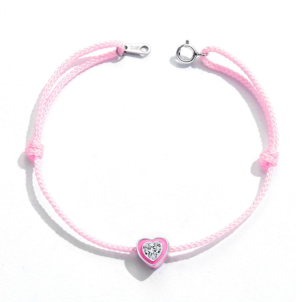 Solid 925 Sterling Silver Neon Pink Love Rope Anklet - Image 4