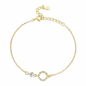 Solid 925 Signature Silver Circlet Gold Layered Bracelet