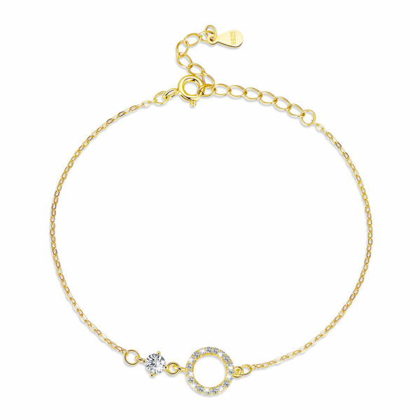 Solid 925 Signature Silver Circlet Gold Layered Bracelet