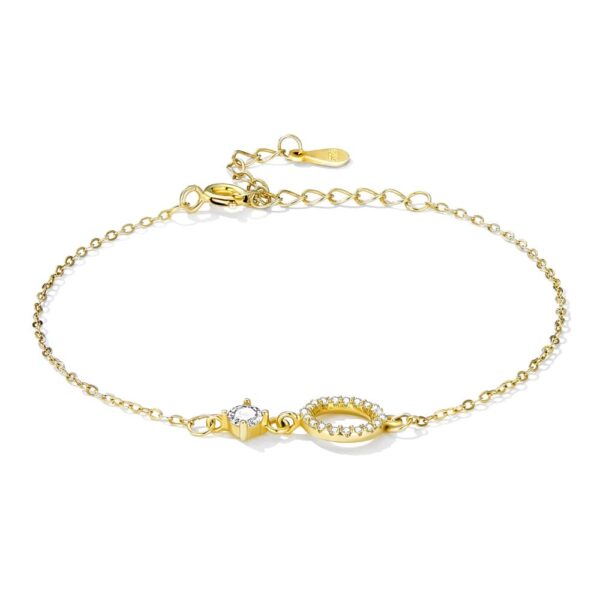 Solid 925 Signature Silver Circlet Gold Layered Bracelet - Image 2