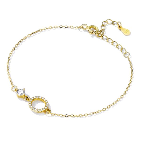 Solid 925 Signature Silver Circlet Gold Layered Bracelet - Image 3