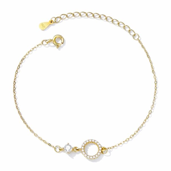 Solid 925 Signature Silver Circlet Gold Layered Bracelet - Image 4
