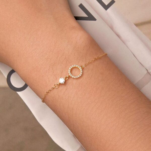 Solid 925 Signature Silver Circlet Gold Layered Bracelet - Image 5