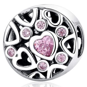 Solid 925 Sterling Silver Lots of Love CZ Charm