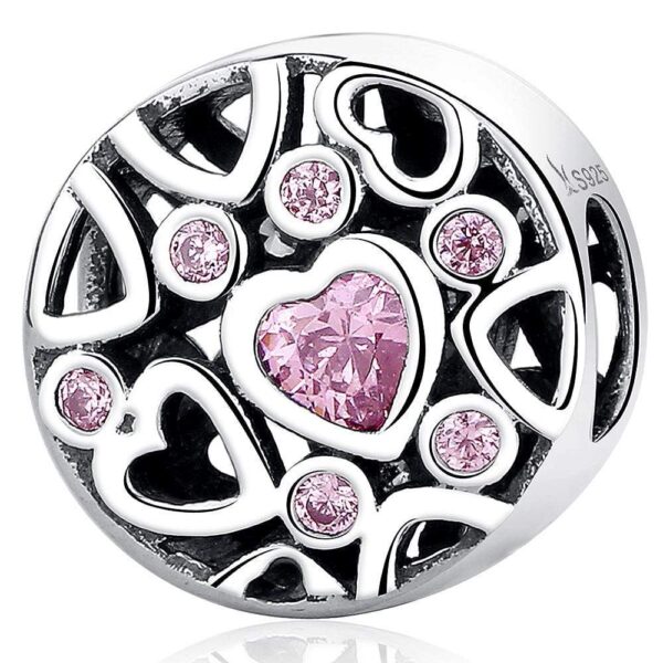 Solid 925 Sterling Silver Lots of Love CZ Charm