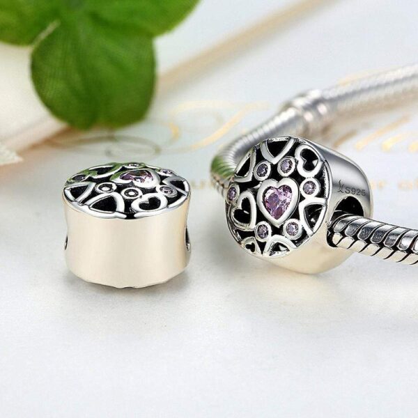 Solid 925 Sterling Silver Lots of Love CZ Charm - Image 2