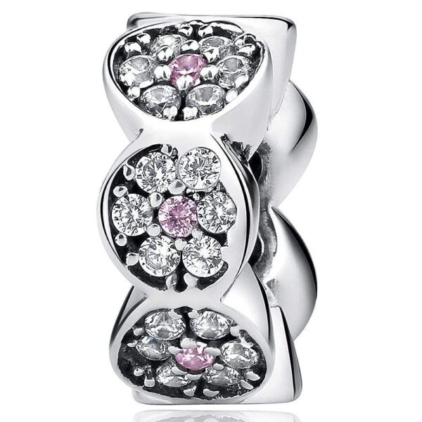 Solid 925 Sterling Silver Floral CZ Charm