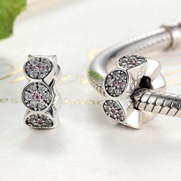 Solid 925 Sterling Silver Floral CZ Charm - Image 2