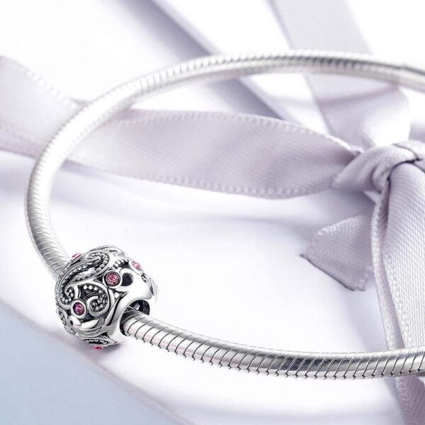 Solid 925 Sterling Silver Love Bird with Rose CZ Charm - Image 2