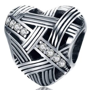 Solid 925 Sterling Silver Gentle Heart CZ Charm