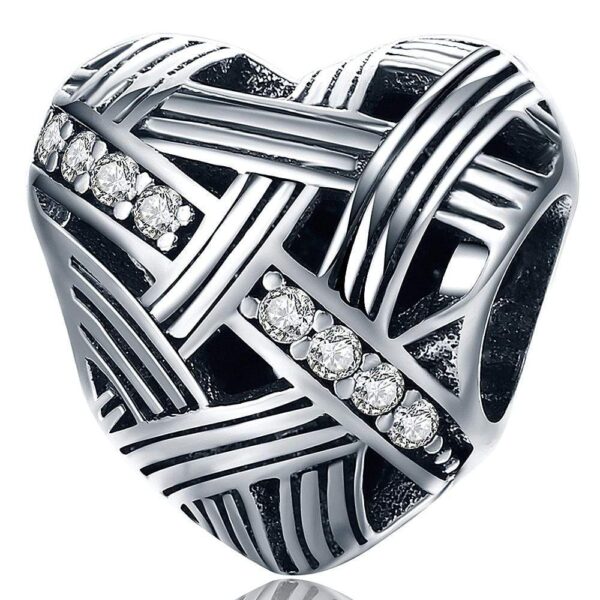 Solid 925 Sterling Silver Gentle Heart CZ Charm