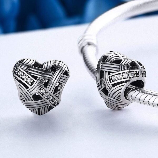 Solid 925 Sterling Silver Gentle Heart CZ Charm - Image 2
