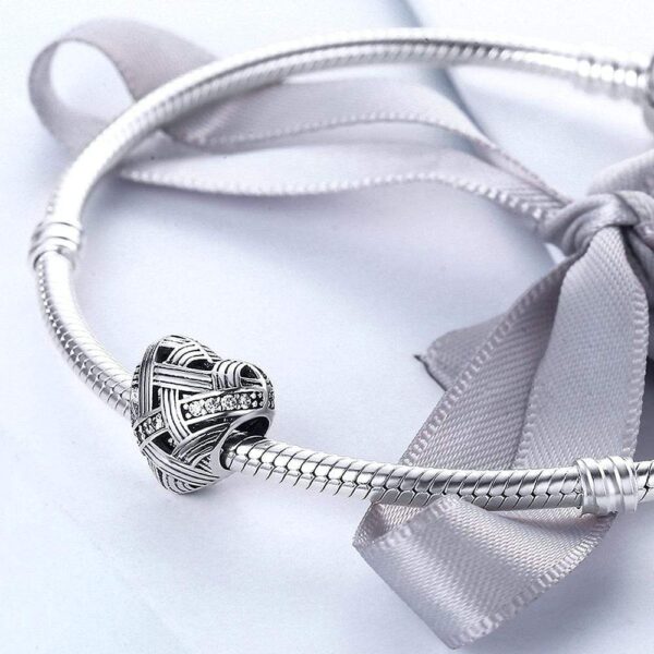 Solid 925 Sterling Silver Gentle Heart CZ Charm - Image 3