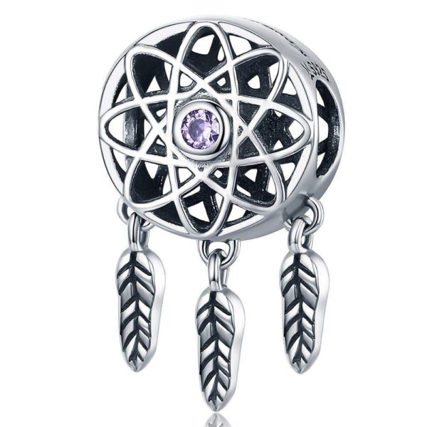 Solid 925 Sterling Silver Dream Catcher Magnetized CZ Charm