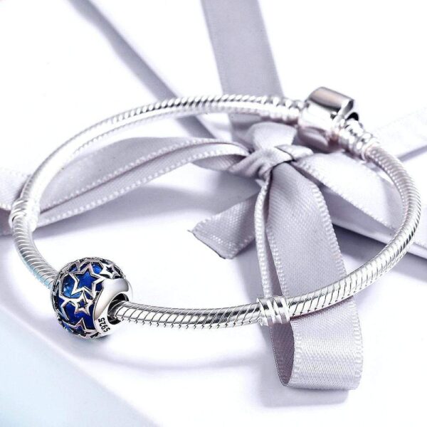 Solid 925 Sterling Silver Sky Blue Stars CZ Charm - Image 3