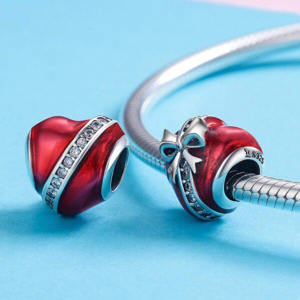 Solid 925 Sterling Silver Gift from My Heart CZ Charm - Image 2