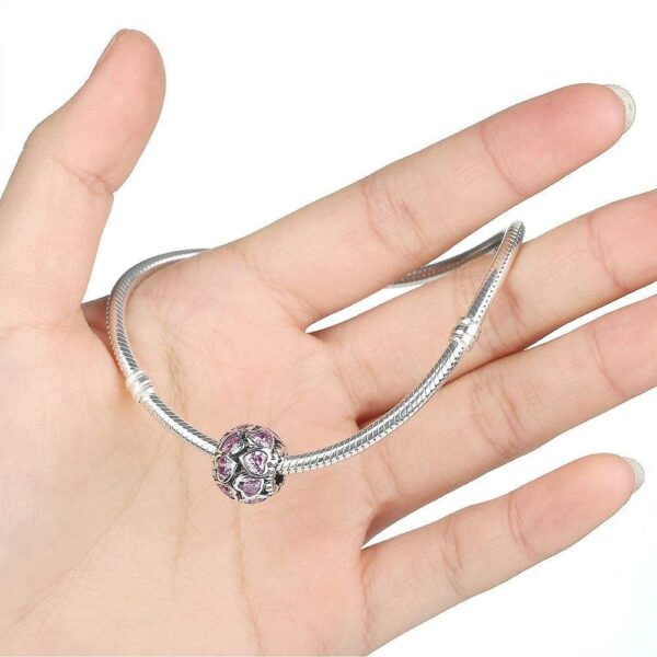 Solid 925 Sterling Silver Explosion Pink Heart CZ Charm - Image 5
