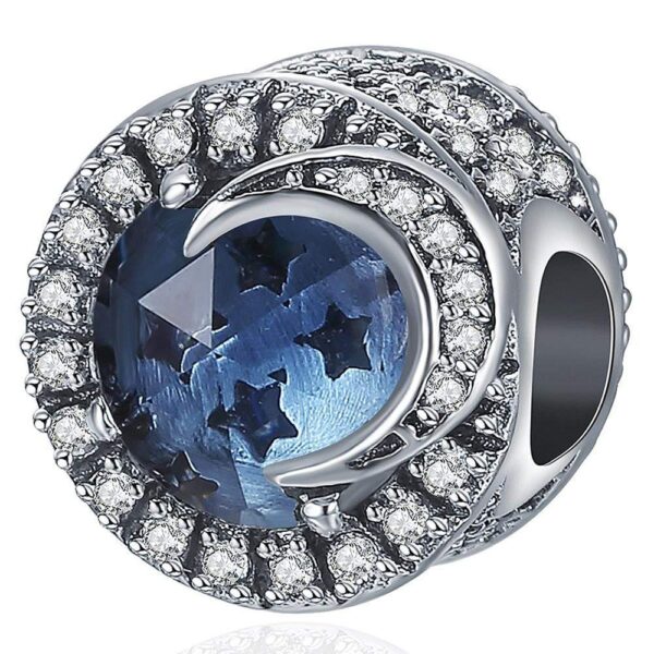 Solid 925 Sterling Silver Moonlight CZ Charm