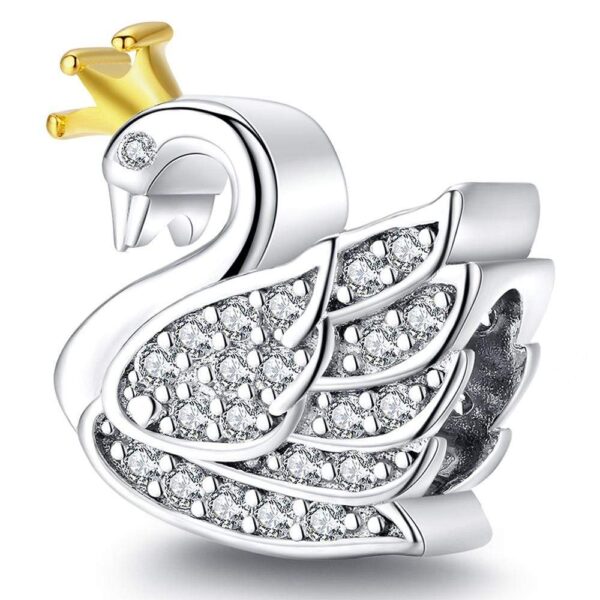 Solid 925 Sterling Duchess Swan CZ Charm