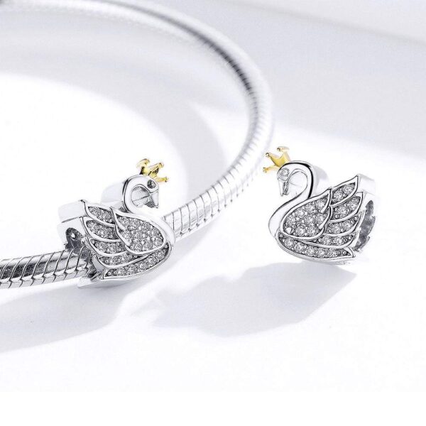 Solid 925 Sterling Duchess Swan CZ Charm - Image 2