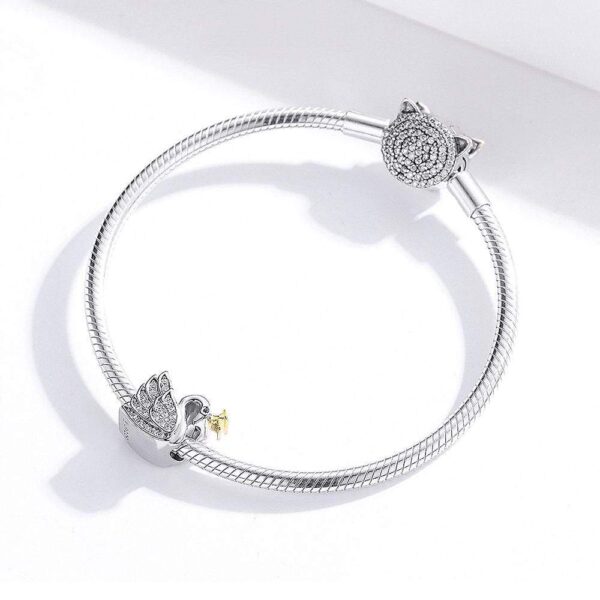 Solid 925 Sterling Duchess Swan CZ Charm - Image 3