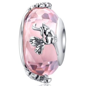 Solid 925 Sterling Silver Blush Pink Charm