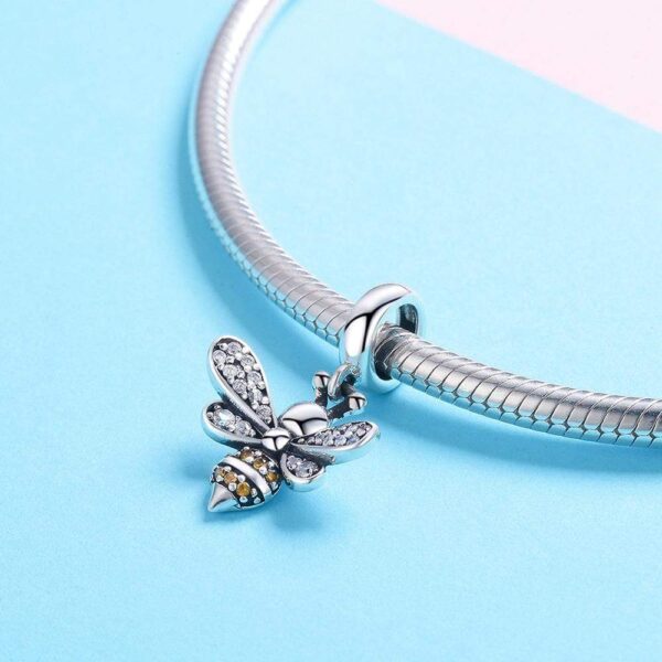 Solid 925 Sterling Silver Just Orange Bee Pandora Inspired Charm - Image 3