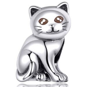 Solid 925 Sterling Silver Kitty Cat Love Pandora Inspired Charm