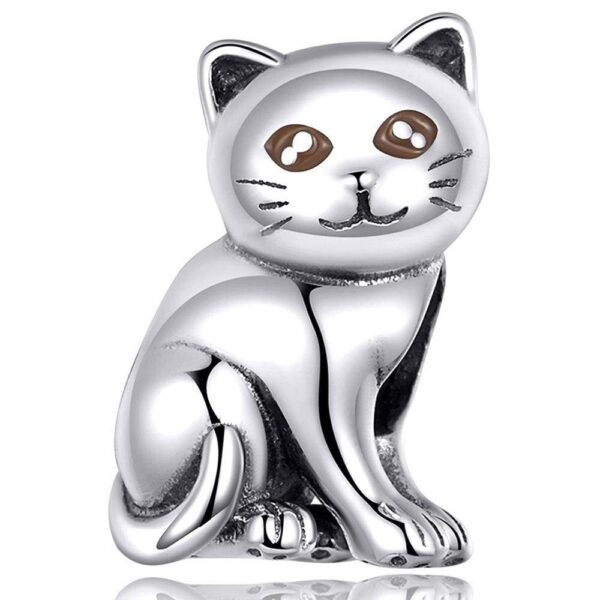 Solid 925 Sterling Silver Kitty Cat Love Pandora Inspired Charm