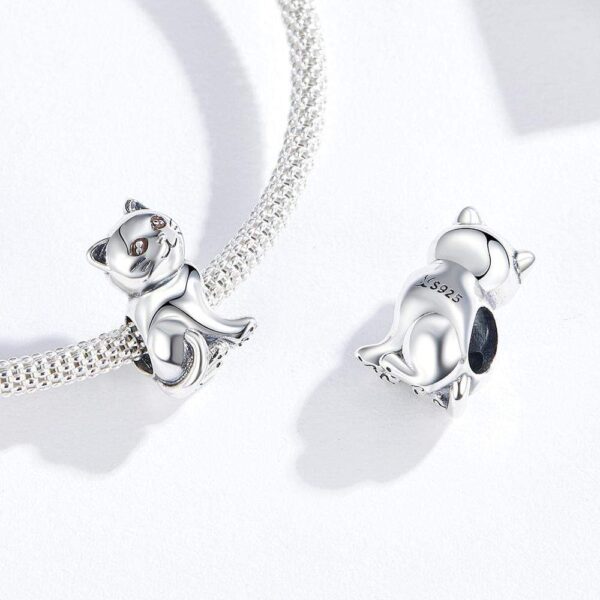 Solid 925 Sterling Silver Kitty Cat Love Pandora Inspired Charm - Image 2