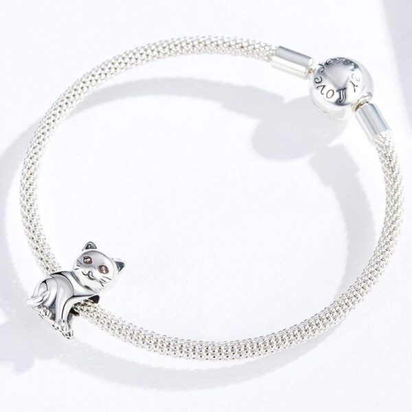 Solid 925 Sterling Silver Kitty Cat Love Pandora Inspired Charm - Image 3