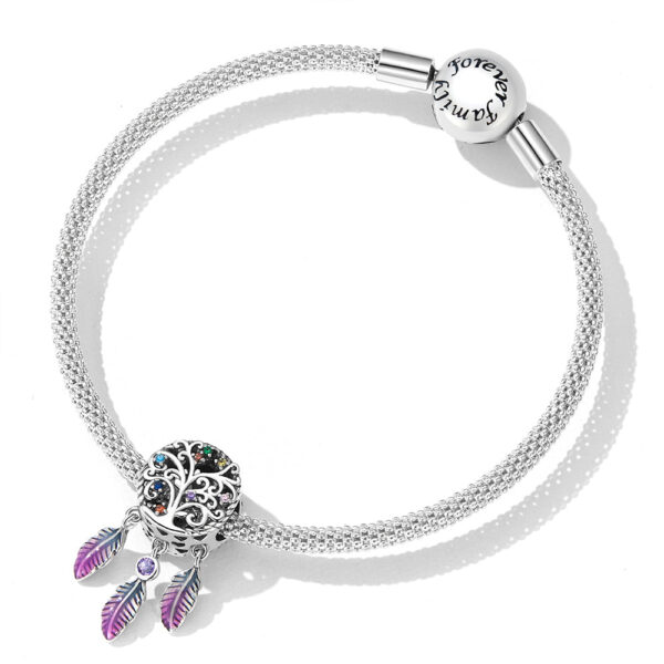 Solid 925 Sterling Silver Tree of Life Dream Catcher Charm - Image 3