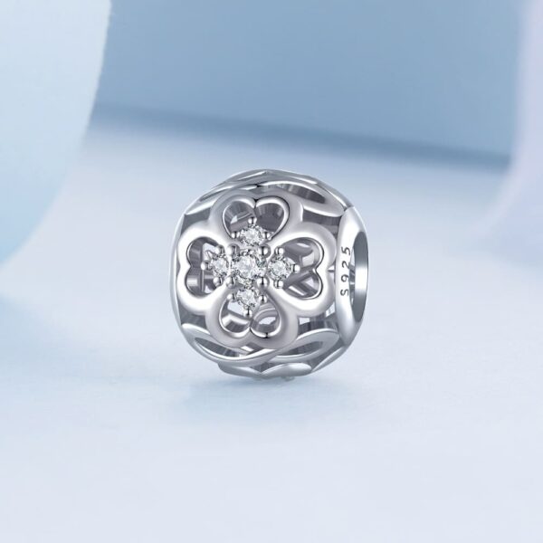 Solid 925 Signature Silver Crystal Clover Charm - Image 4