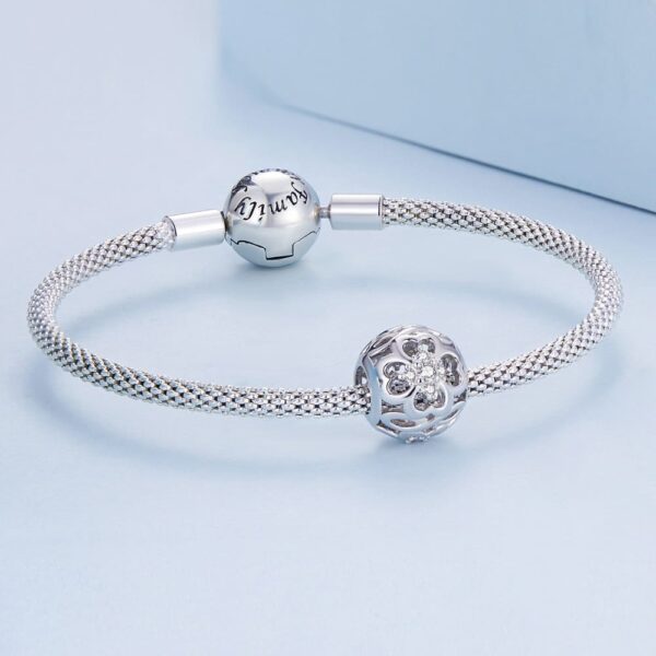 Solid 925 Signature Silver Crystal Clover Charm - Image 5