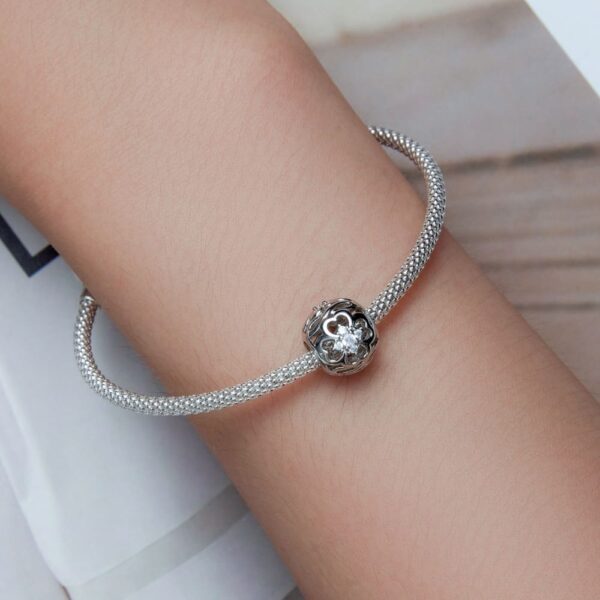 Solid 925 Signature Silver Crystal Clover Charm - Image 6