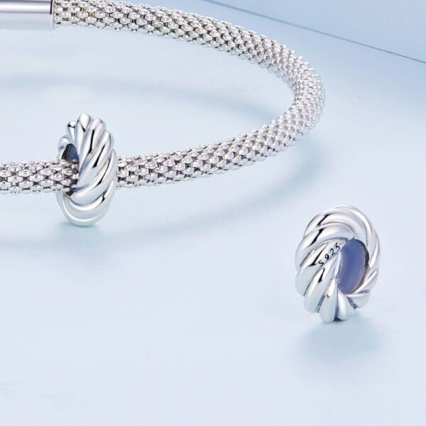Solid 925 Signature Silver Twisted Bun Charm - Image 2