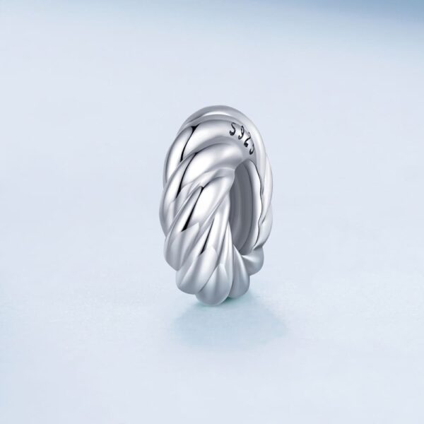 Solid 925 Signature Silver Twisted Bun Charm - Image 4